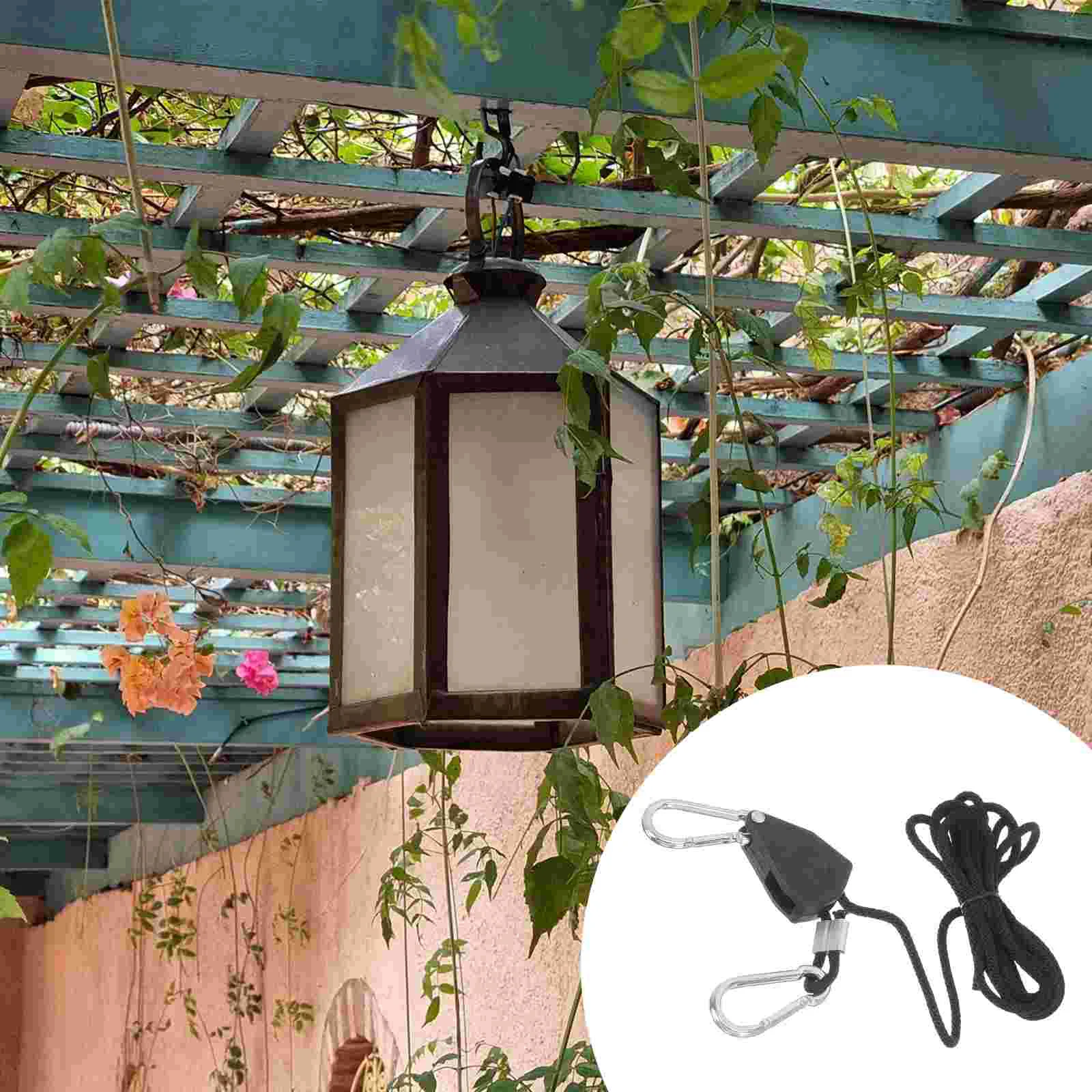 

2 Pcs Hanging Basket Hangers Rope Grow Light Rope Hanger Grow Lights Gardening Adjustable Rope Clip Polypropylene Pulley
