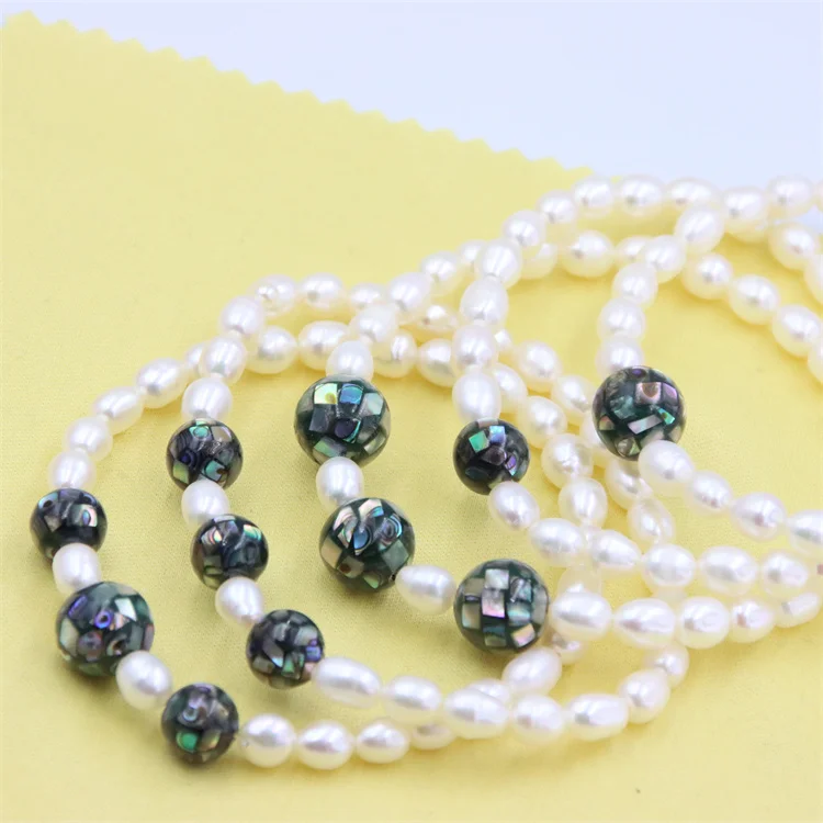 

Abalone Shell Round Beads Waterfresh Pearl Bracelets Elastic Rope Jewelry For Women Seashell Handmade For Christmas Gifts Party