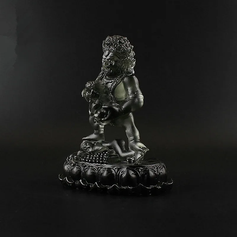 

11.5cm Black Resin Exquisite Lotus Base Welath Buddha Statue ,Jambhala Suppliers Home Putting Decorations Figurines