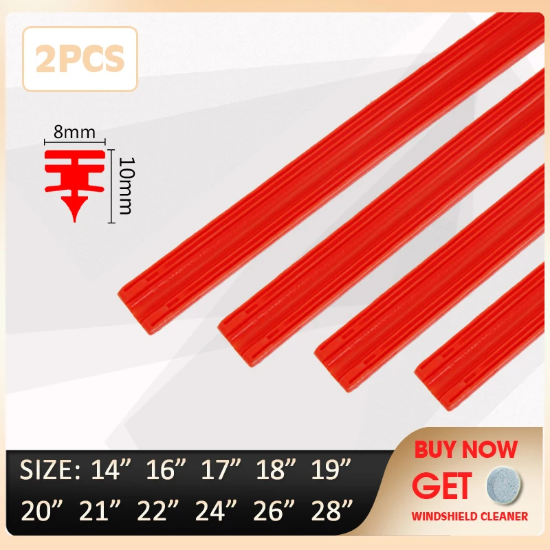 

2pcs Car Wiper Blade Windscreen Vehicle Insert Red silicagel Strip Refill 8mm Soft 14"16"17"18"19"20"21"22"24"26"28" Accessories
