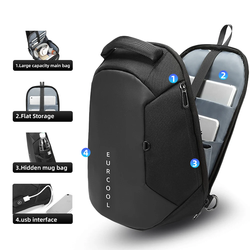 New Multifunction Crossbody Bag For Men Waterproof Chest Bag Oxford PU Leather Shoulder Bag College Male Mini Sling Bags Bolsas