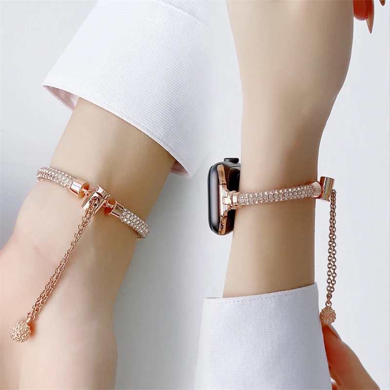 

Ремешок металлический для Apple iwatch series SE 7 6 4 3 1, браслет из нержавеющей стали для женских наручных часов 44 мм 40 мм 38 мм 41 мм 42 мм 45 мм