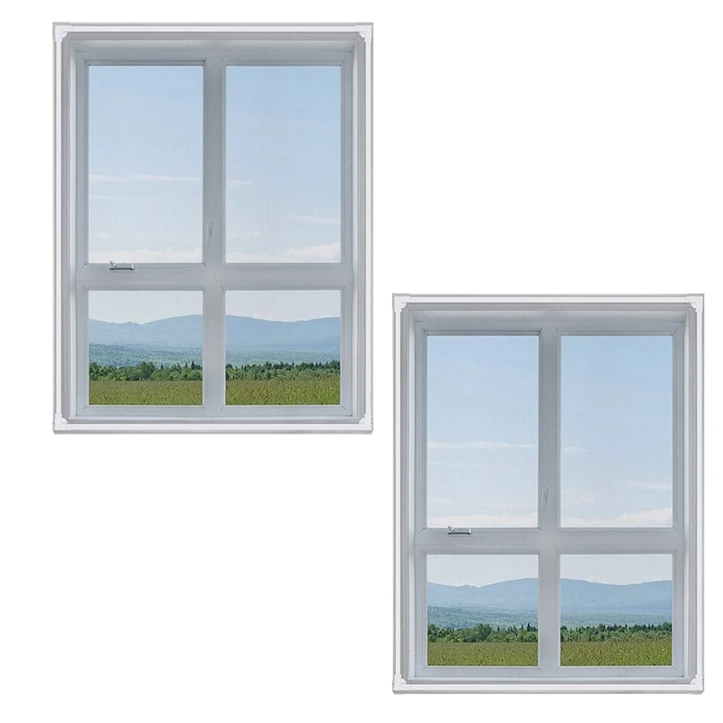 

Magnetic Window Screen Adjustable DIY Window Net Protector Fits Max 48 X 44 Inch White Window Frames