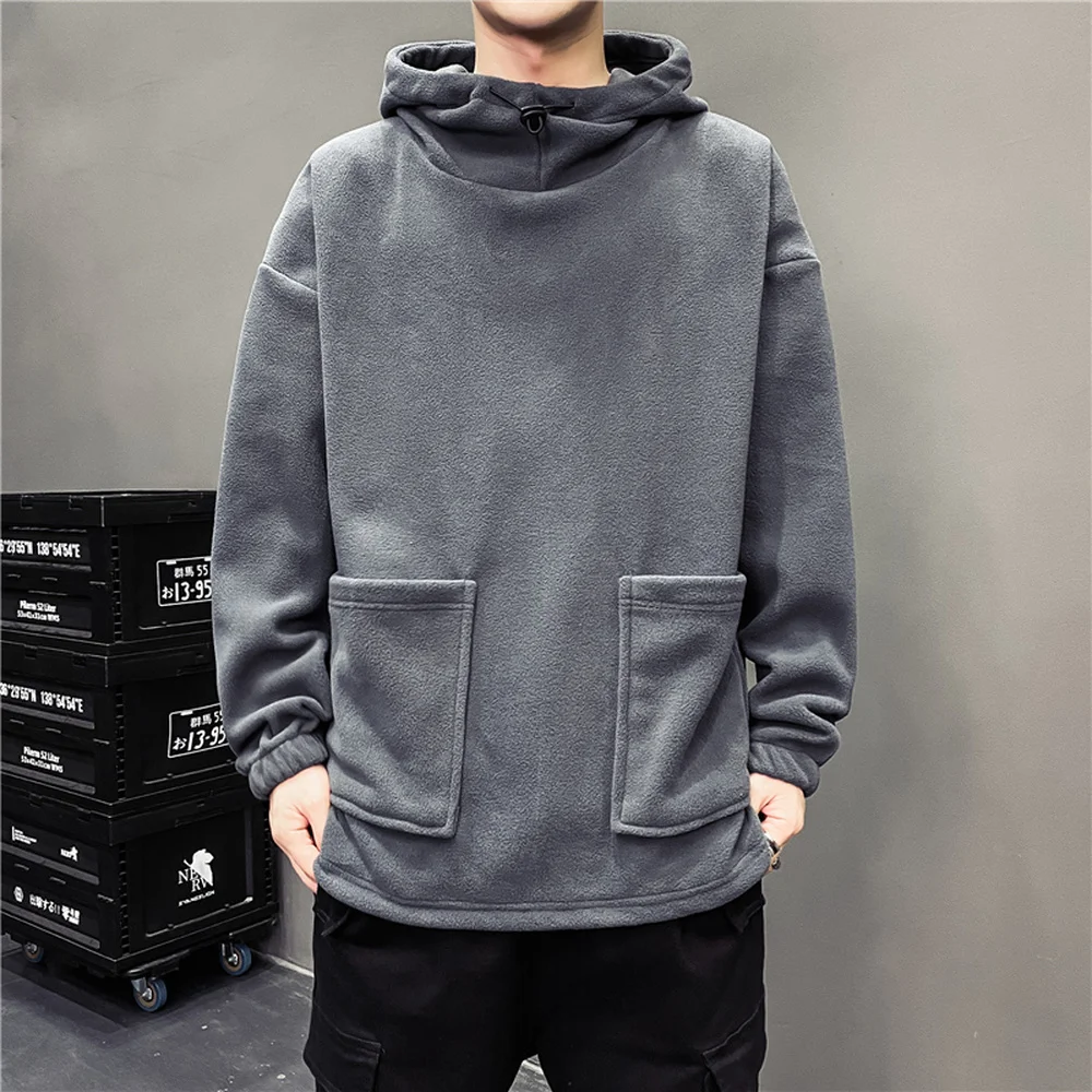 

Fleece Hoodies Men Fashion Clothing Casual Long Sleeve Shirts Warm Autumn Winter Clothes Men Sweatshirts with Hooded Grey Hoody