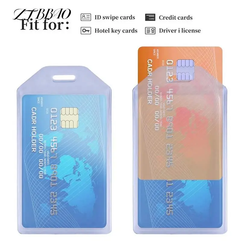 

1PCS 57x102mm Heavy Duty ID Card Badge Holder, Hard Plastic Vertical Silicone Soft Clear PVC Card Holder Name Tag Holder