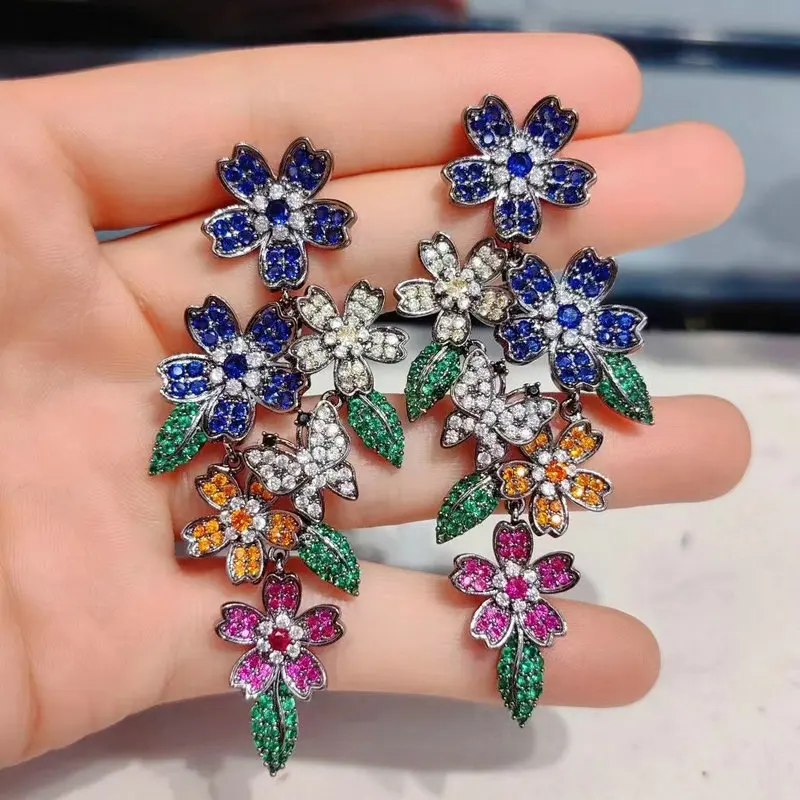 

Bilincolor Vintage Blue Flower and Butterfly Earring for Women