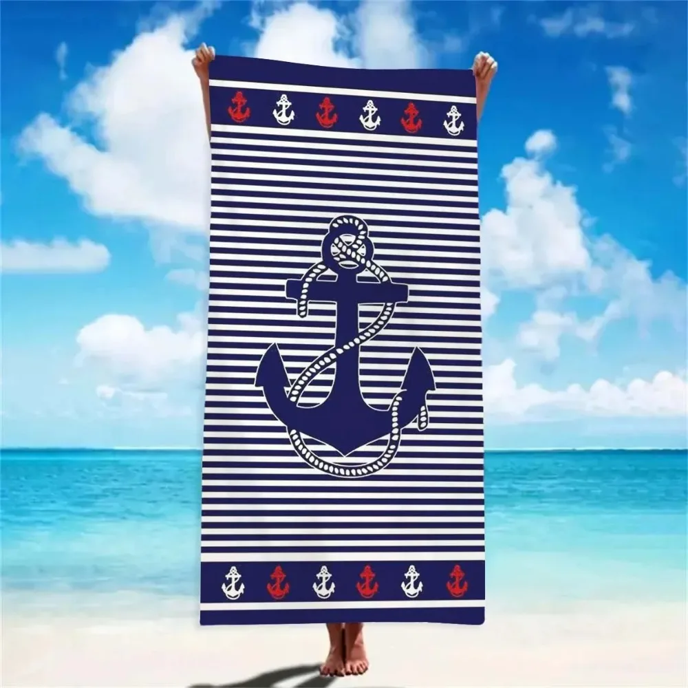 Морской якорь пляжные полотенца мягкие из микрофибры для бассейна и плавания