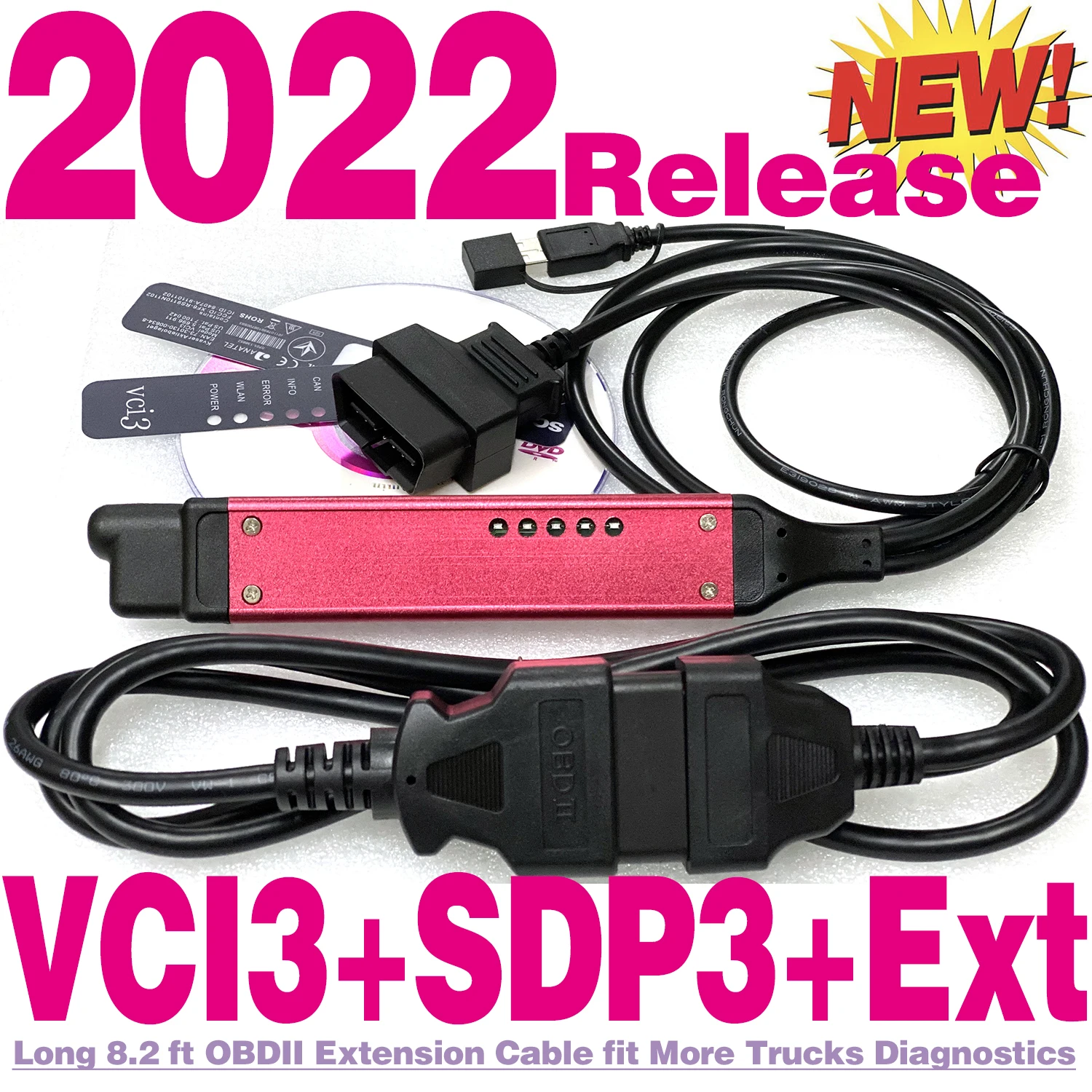 

SDP3 2.52.1 Truckfix™ Heavy Duty Diagnostic VCI3 HQ OBDII Extension Cable WiFi VCI 3 Use Direct Unlimited Scania engine Multi XC