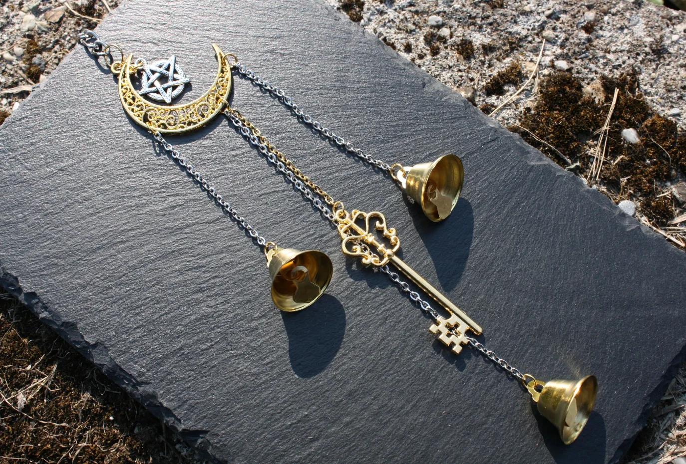 

Солнцезащитный волшебный полумесяц пентаграмма брелок для ключей электронная дверь защита домашний подарок изгнание зла