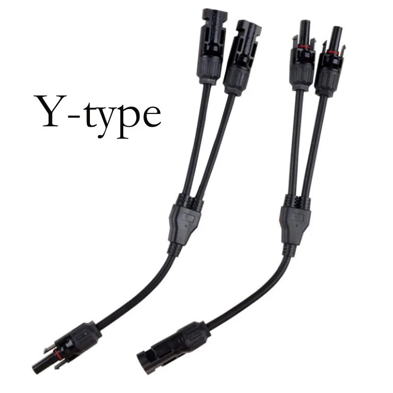 

1 Pair Solar Branch Connector Y Type 2To1 Connector Male Female Plug 3 Way Photovoltaic 1000v for Solar Panel Parallel Connector
