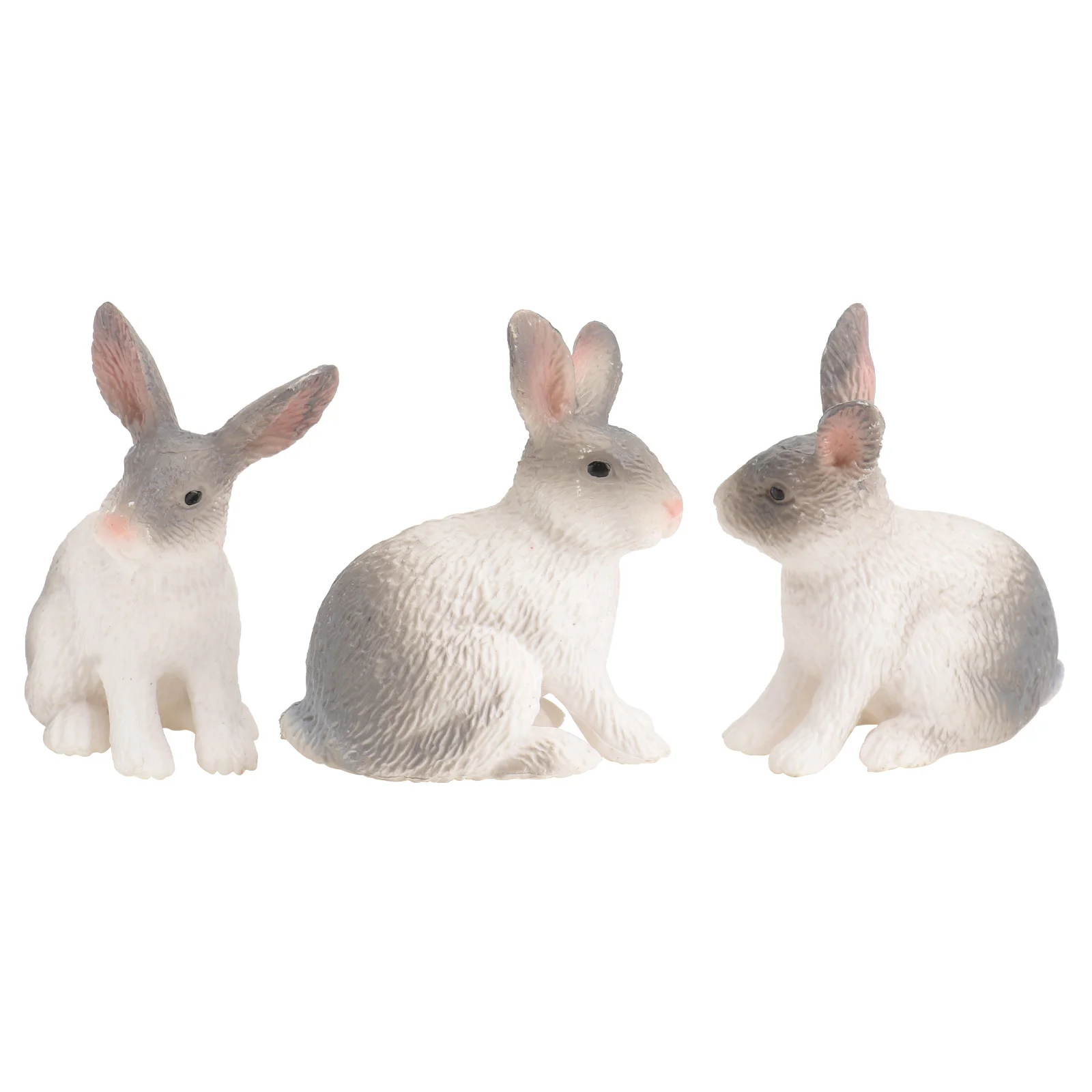 

3 Pcs Rabbit Decorative Ornaments Children Animal Toys Early Education Props Tabletop Miniatures Ocean Cognitive Cognition Cake