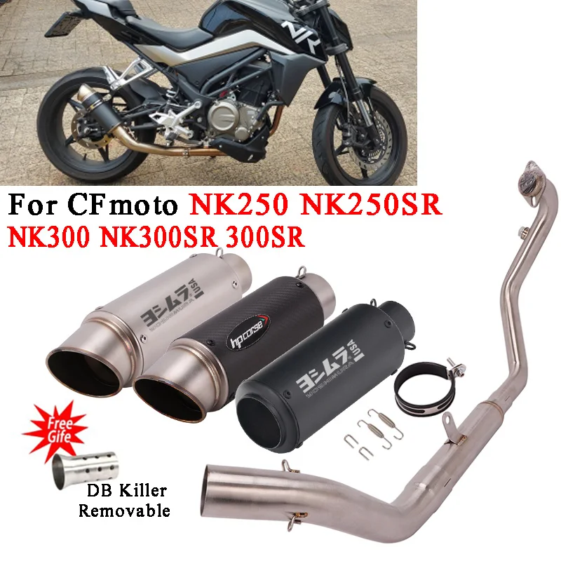 

For CFmoto NK250 NK250SR NK300 NK300SR 250NK NK250SH Motorcycle Exhaust System Escape Front Link Pipe Moto Muffler DB Killer