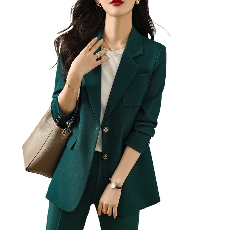 High End Business Suits Women Autumn Fashion Slim Temperament Casual Professional Blazer And Pants Office Ladies Work Wear Black