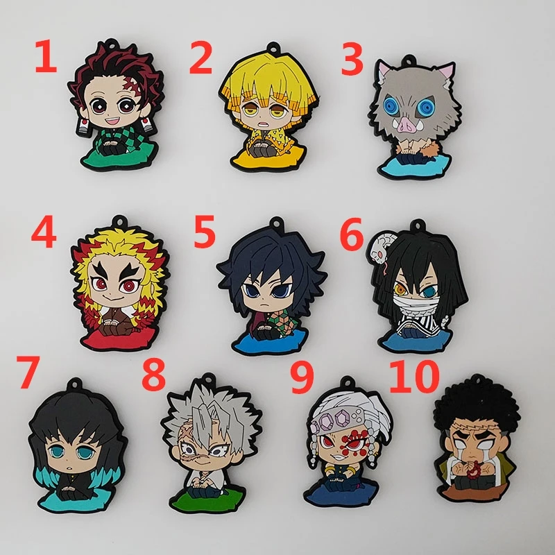 

Demon Slayer Kimetsu no Yaiba Anime Rubber Keychain Key Ring Race Straps Cosplay