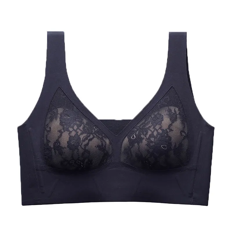 Plus Size Push Up Bras Full Back Coverage Bra Women Wireless Seamless Brassiere Sexy Deep Cup Lace Lingerie