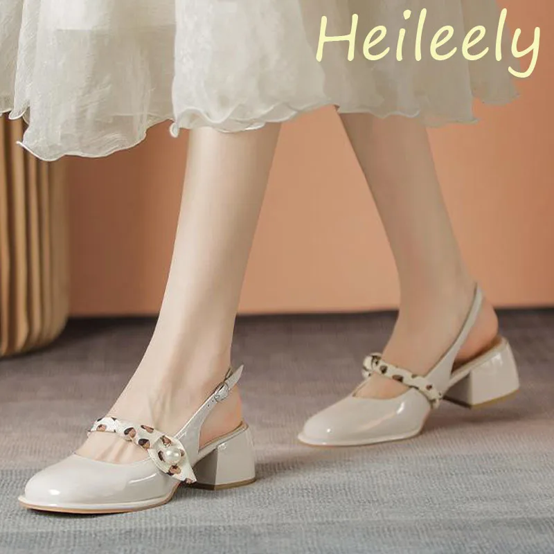 

5cm New Fashion Sandals Low Heels Female Ankle Strap Patent Leather Women Shoes 39 40