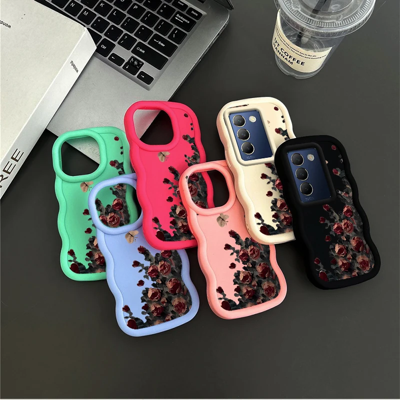 Y100 Бабочка летающая роза Волнистая форма Силиконовый чехол для телефона ViVO Y93 Y93s