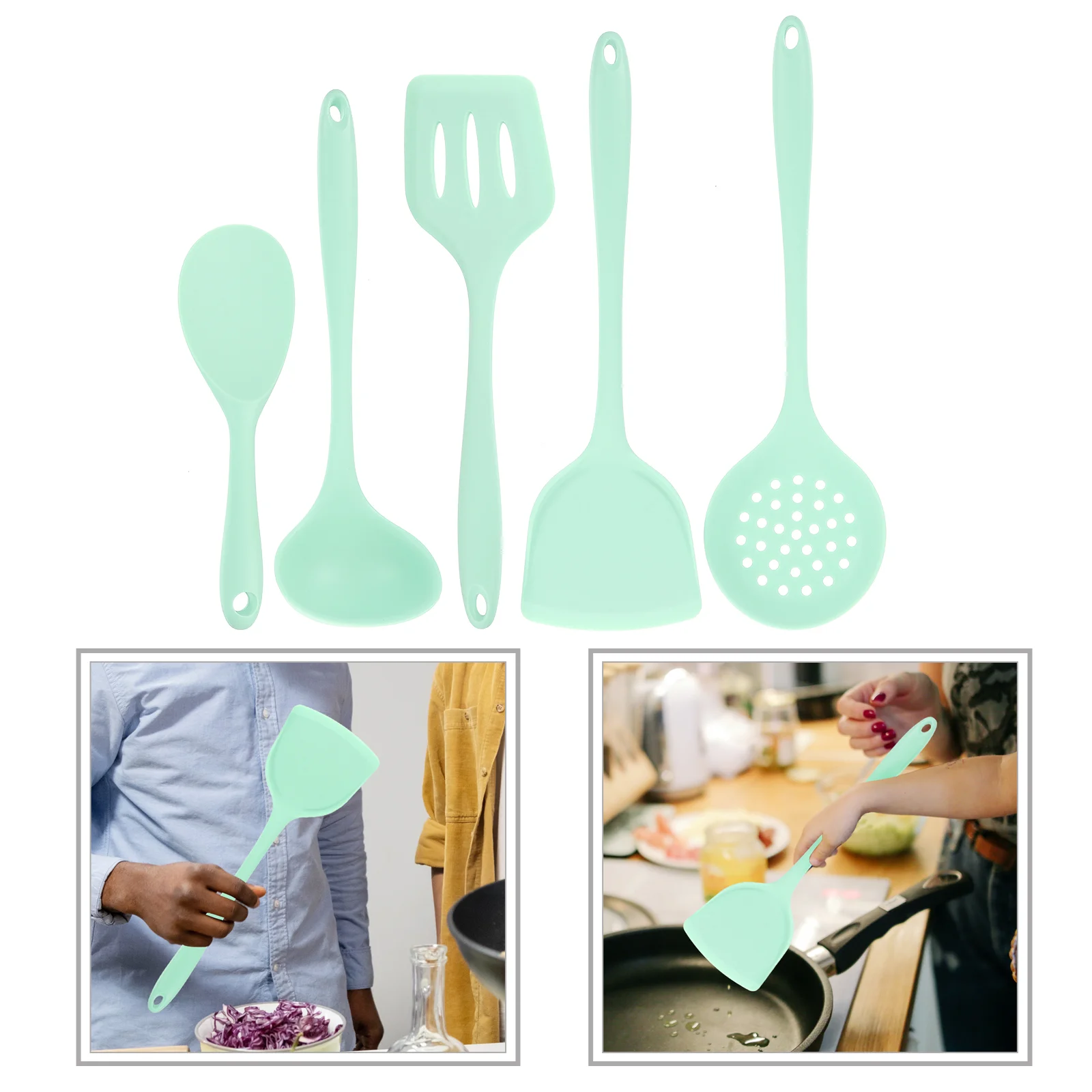 

1 Set of Silicone Kitchen Cookware Handle Insulated Non-slip Cooking Tools