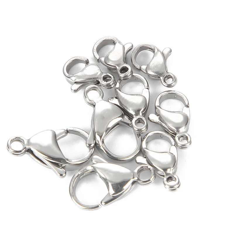 

10x6mm 12x7mm 14x8mm 20Pcs Stainless Steel Lobster Clasps Hooks White K DIY For Making Jewelry Necklaces Bracelets Accessories