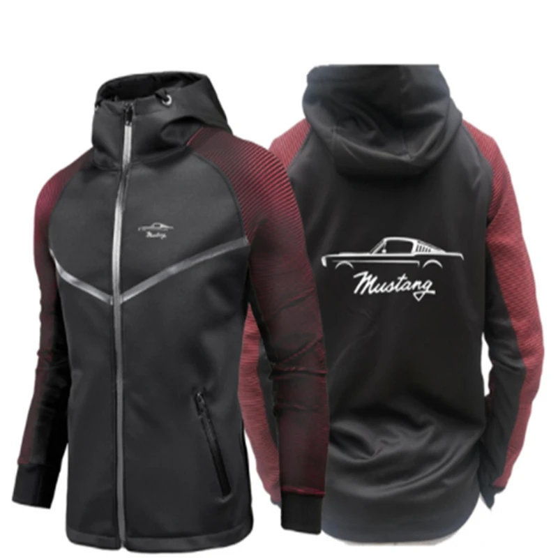

Spring Autumn Men's Mustang Logo Motorcycle Jackets Riding Protective Full Set of anti-fall Protective Coat Suit Jackets V