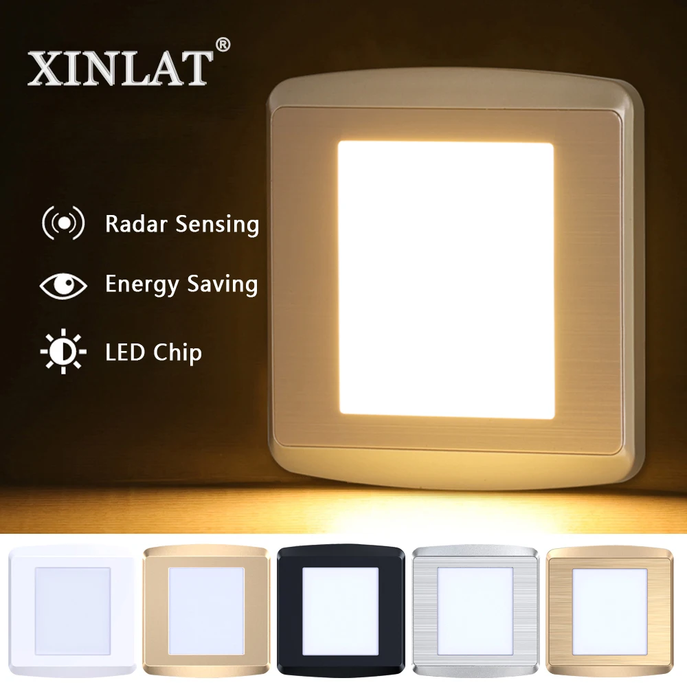 

Recessed Stair Lights Indoor LED Wall Lamp Radar Sensing Step Nightlights Footlights for Kitchen Hallway Living Room Bedroom