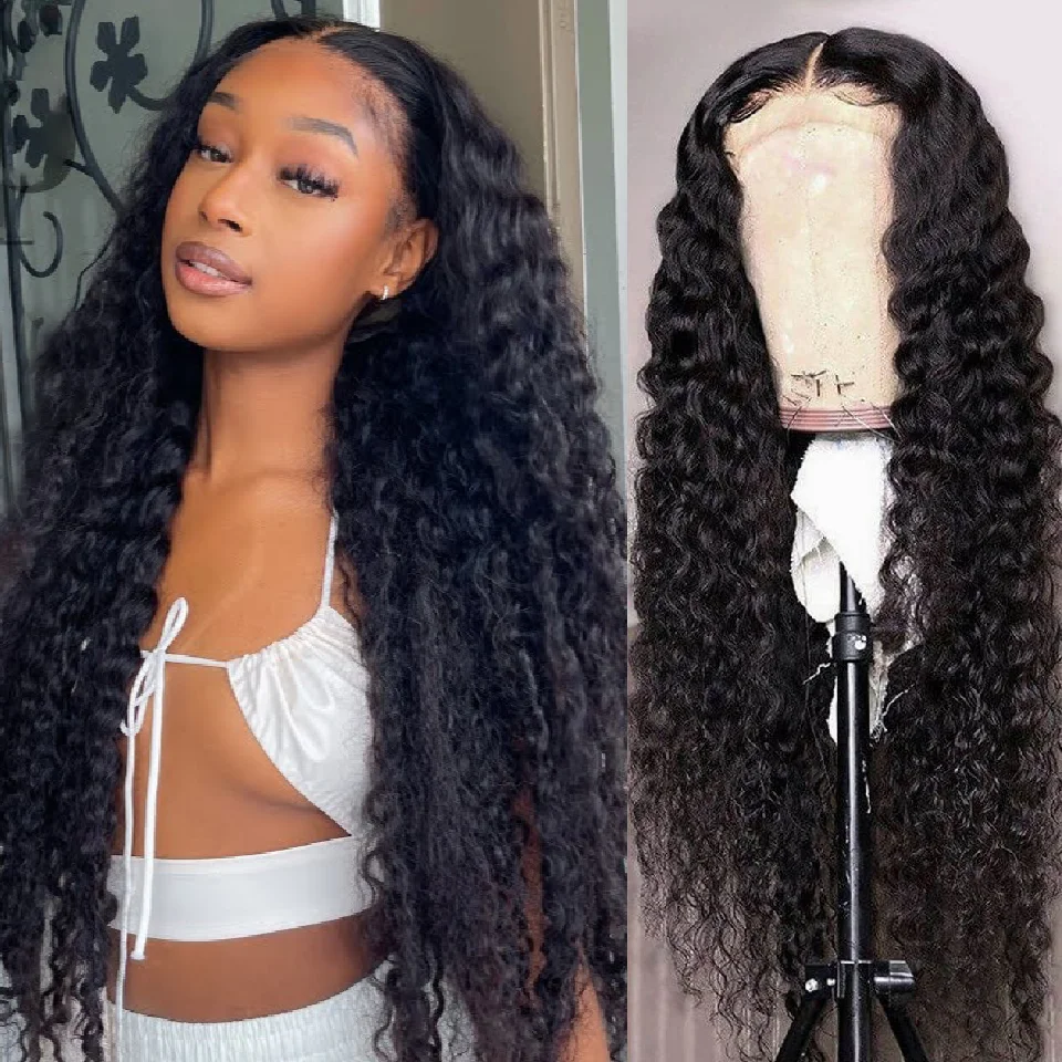 

Deep Wave Human Hair Wig for Black Women HD Lace Closure Wig Human Hair Curly Wig Human Hair 13x4 HD Transparent Lace Front Wig