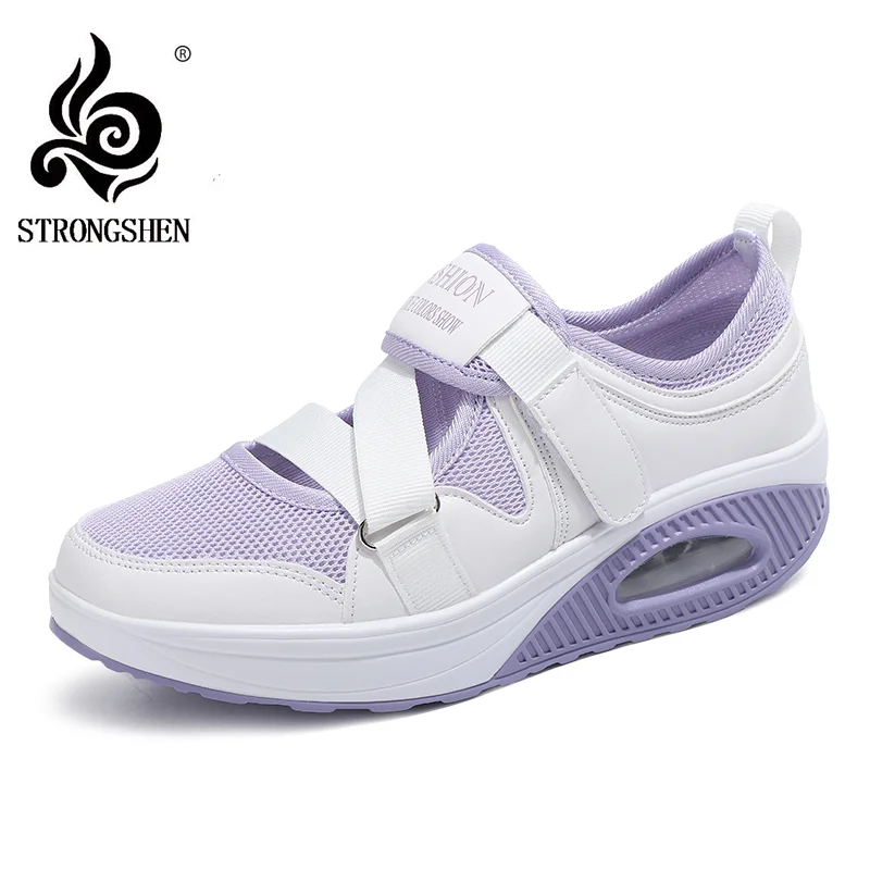 STRONGSHEN Rocking Shoes Mother Shoes Air Cushion Sole Fashion Casual All-match Non-slip Wear-resistant Women's Shoes