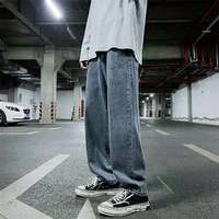 eoenkky2022 new street casual baggy jeans mens korean fashion hip hop straight wide leg trousers plus size mens harem pants