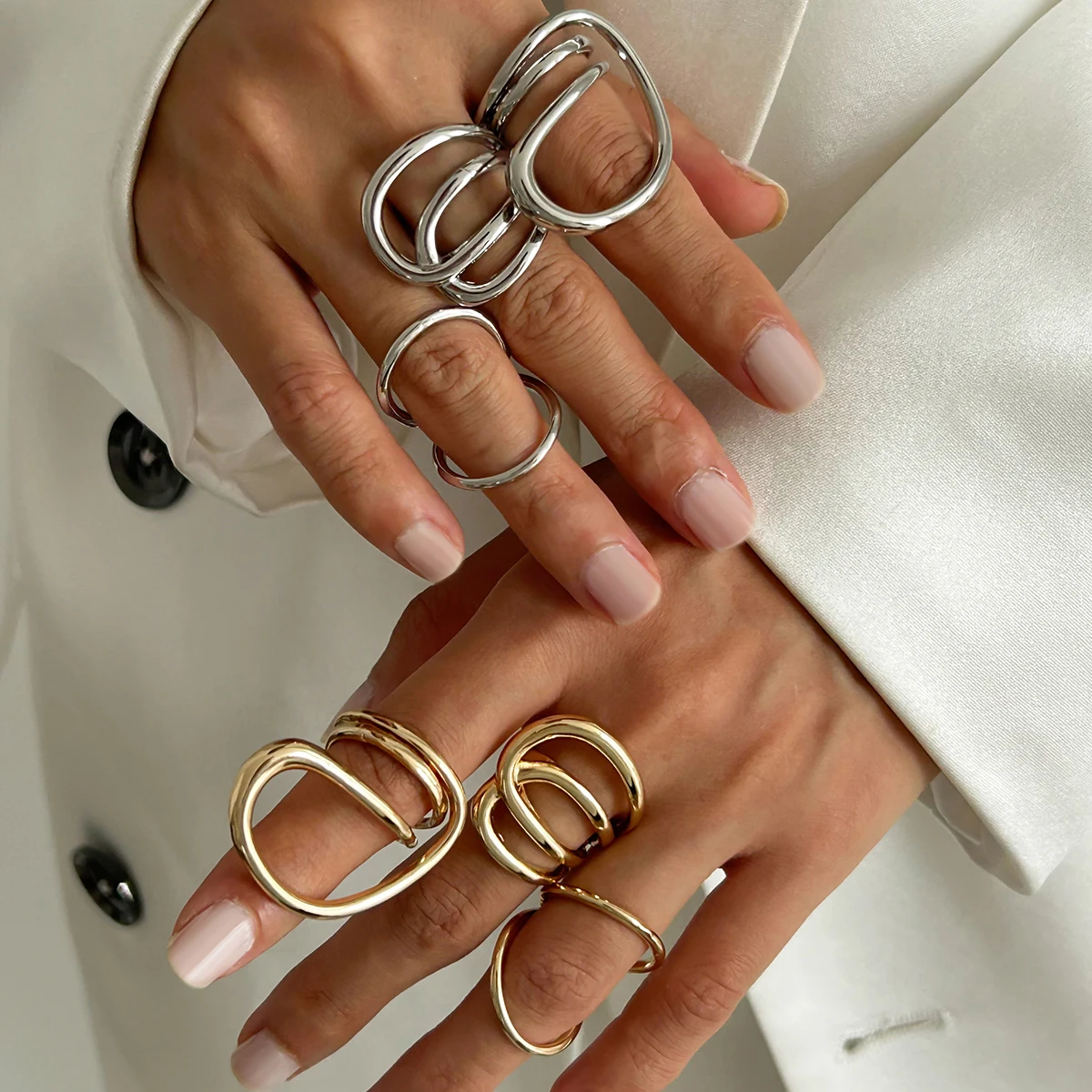 Полое кольцо с геометрическим рисунком для женщин весна 2023 модное