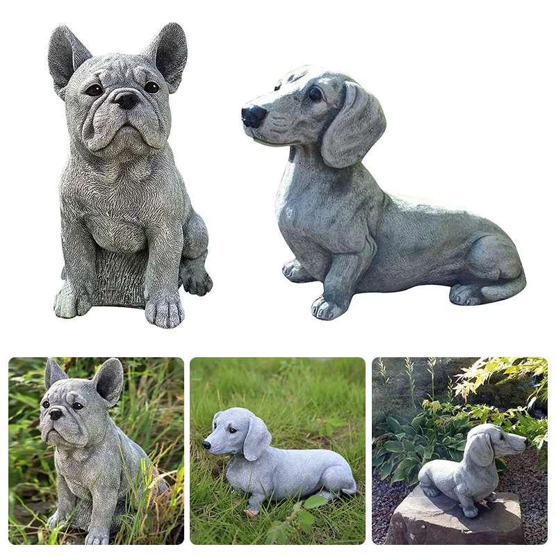 

Resin Long Sausages Dog/sitting Dog Imitation Stone Statue Home and Courtyard Decoration Ornaments for Dog Lovers