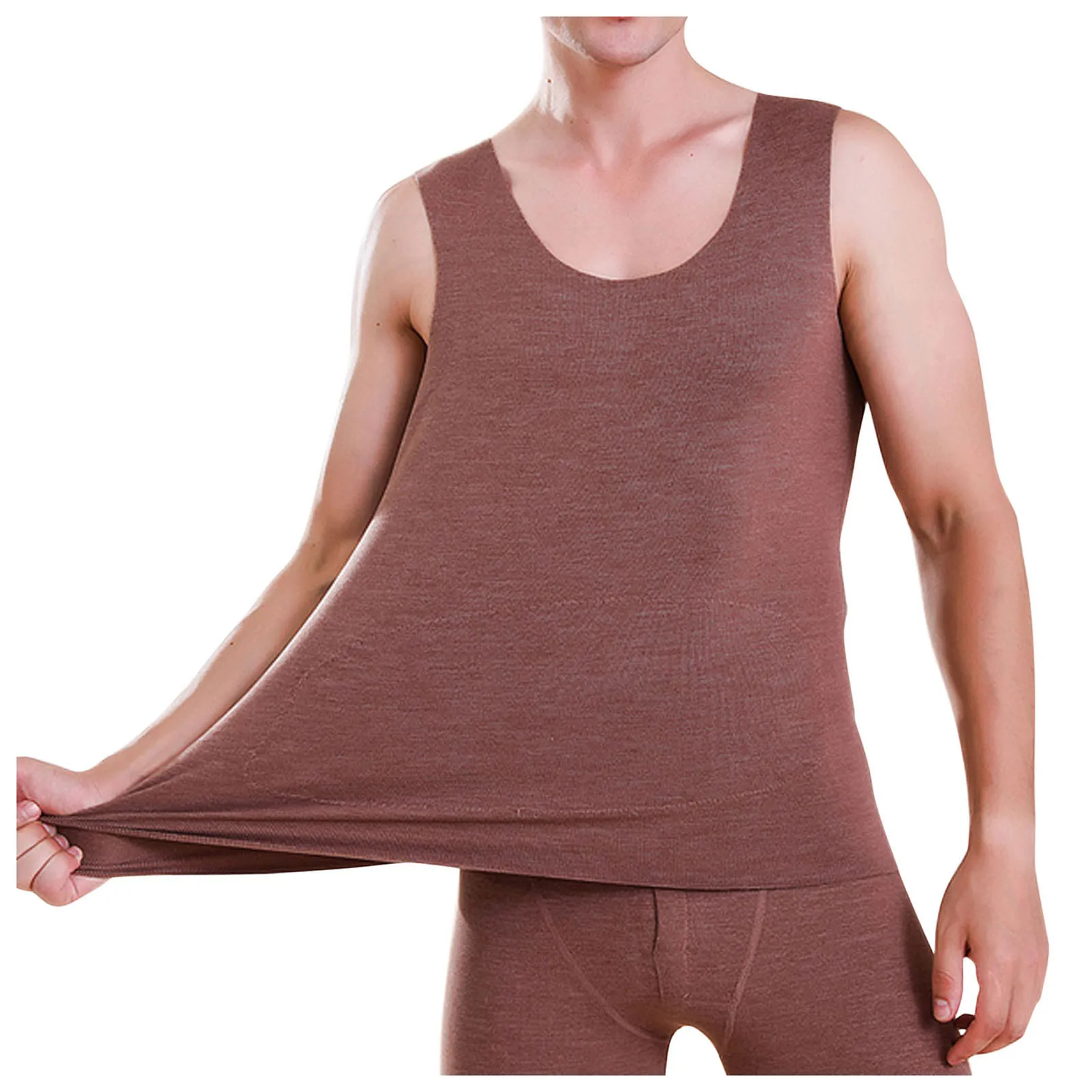 

Lined Tops Thermal O Fleece Neck Tops Men Underwear Tank Intimates Sexy Lingerie Set