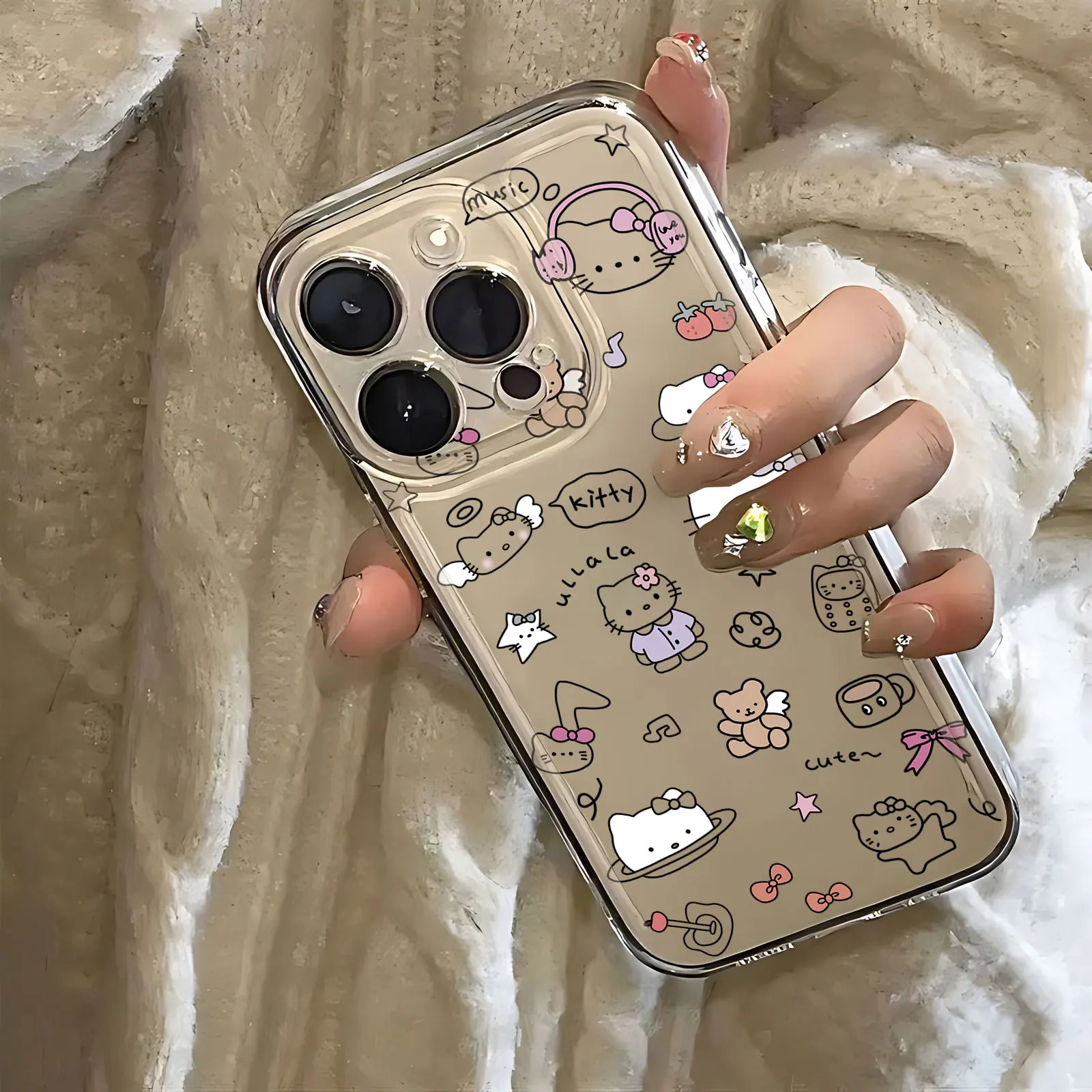 Sanrio Hello Kitty милый чехол для телефона iPhone 16 15 14 13 12 11 Mini Pro Max X XR XSMax 7 8 Plus SE20 прозрачный