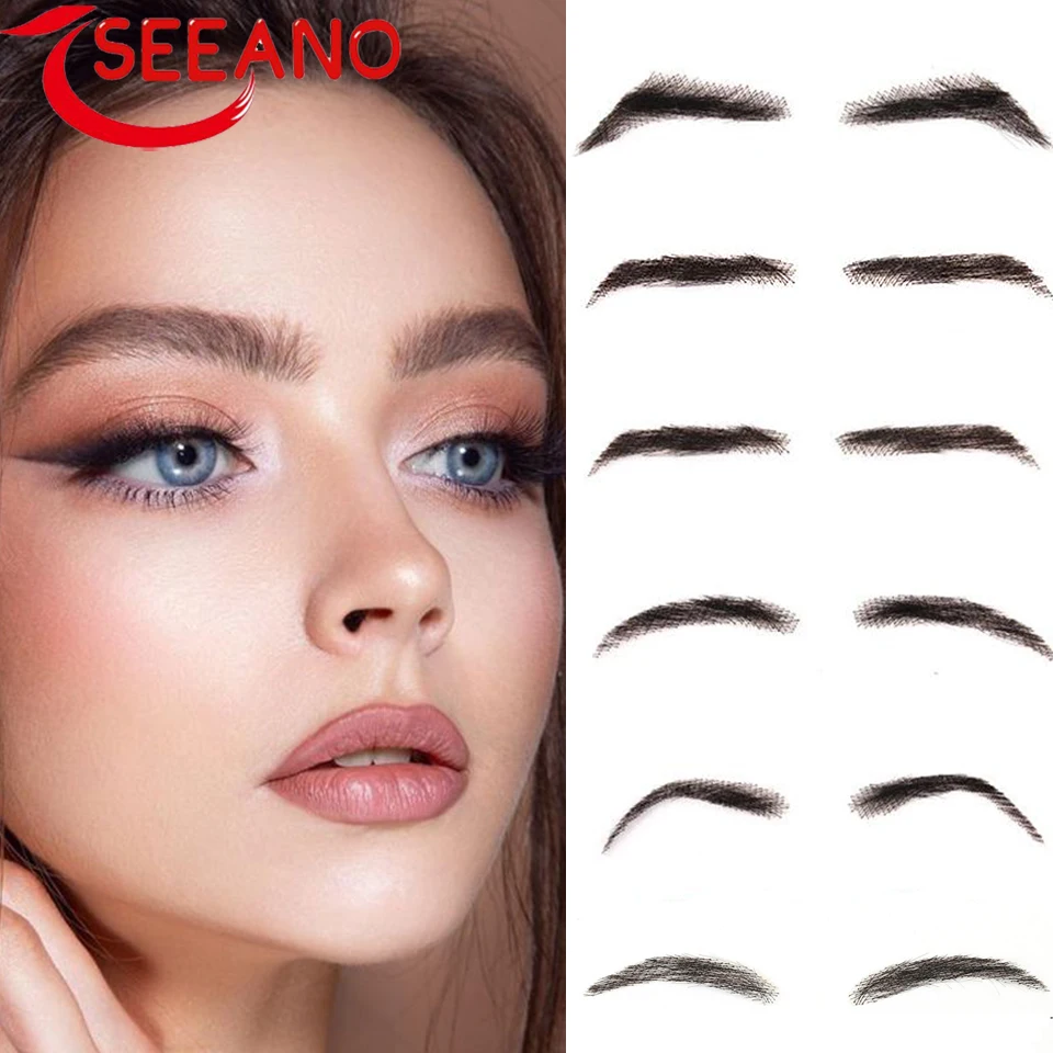 SEEANO Synthetic Lace False Eyebrows Handcrafted Black Party Wedding Everyday Wear Cosplay Ladies Julie Style Faux Eyebrows