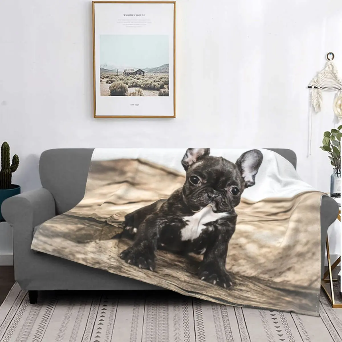 

French Bulldog Blanket for Sofa Bed Coral Fleece Cute Animal Puppy Dog Lightweight Throw Blankets Office Nap Shawl Bedspreads