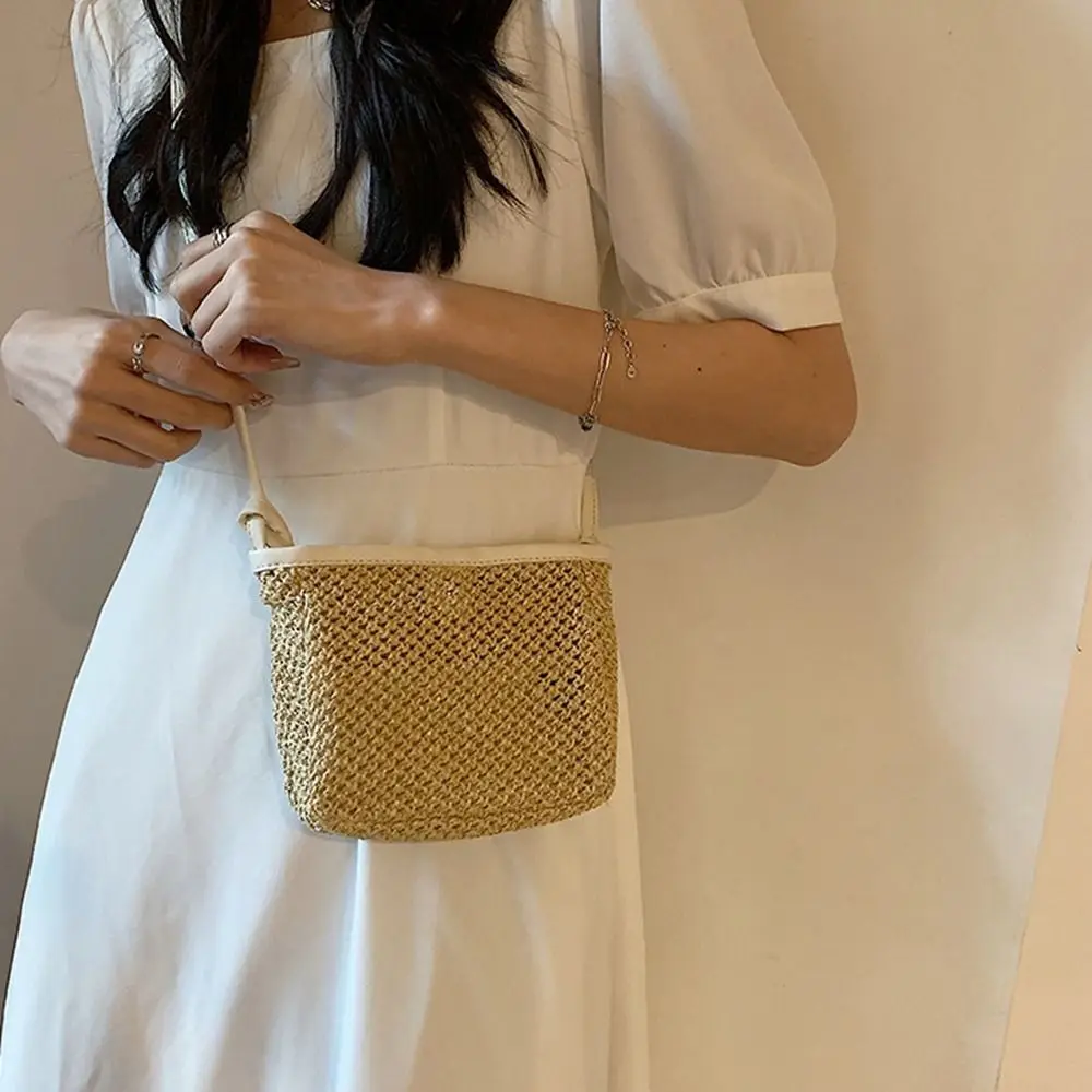 

Женская сумка из рафии, модная ажурная сумка для мобильного телефона, Плетеная соломенная сумка через плечо, праздничная сумка в богемном стиле