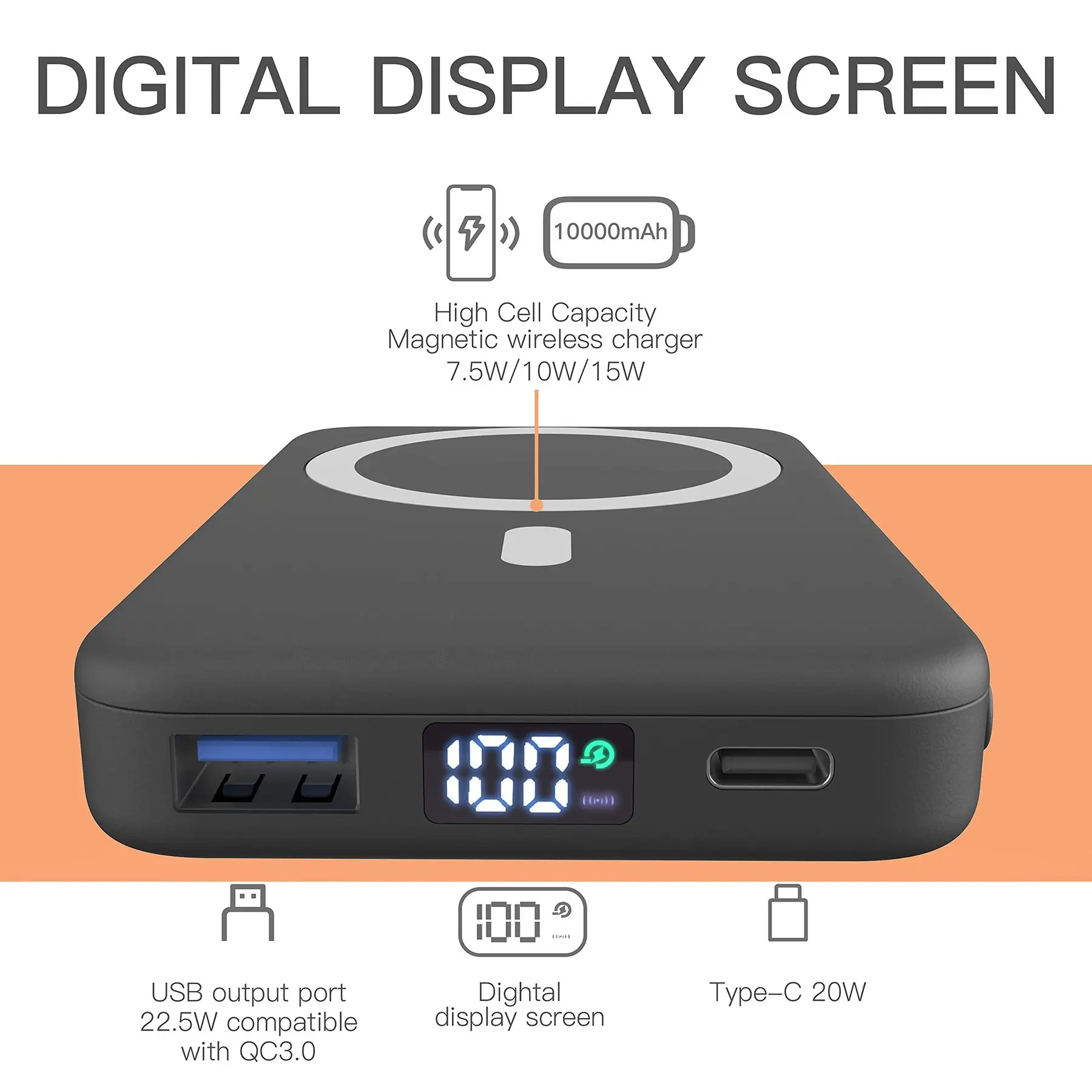 Kup 10000mAh 20W Magnetic Wireless Power Bank For Iphone 12 13 Pro Max 14 Max Magsafing Power Bank Max Mobile Phone External Battery