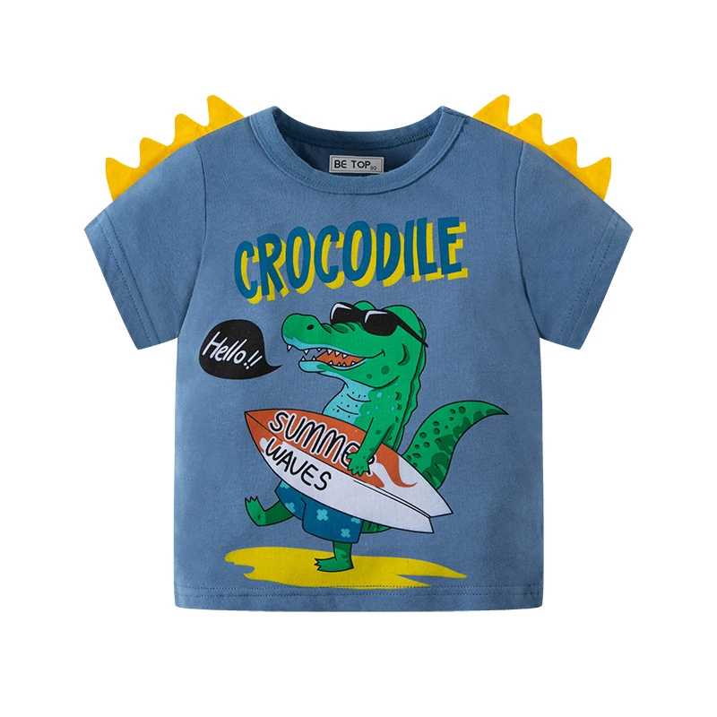 Cartoon Dinosaur Print TShirts Little Baby Boys Girls Tees Hot Sale In Summer Short Sleeves T-Shirts For Kids