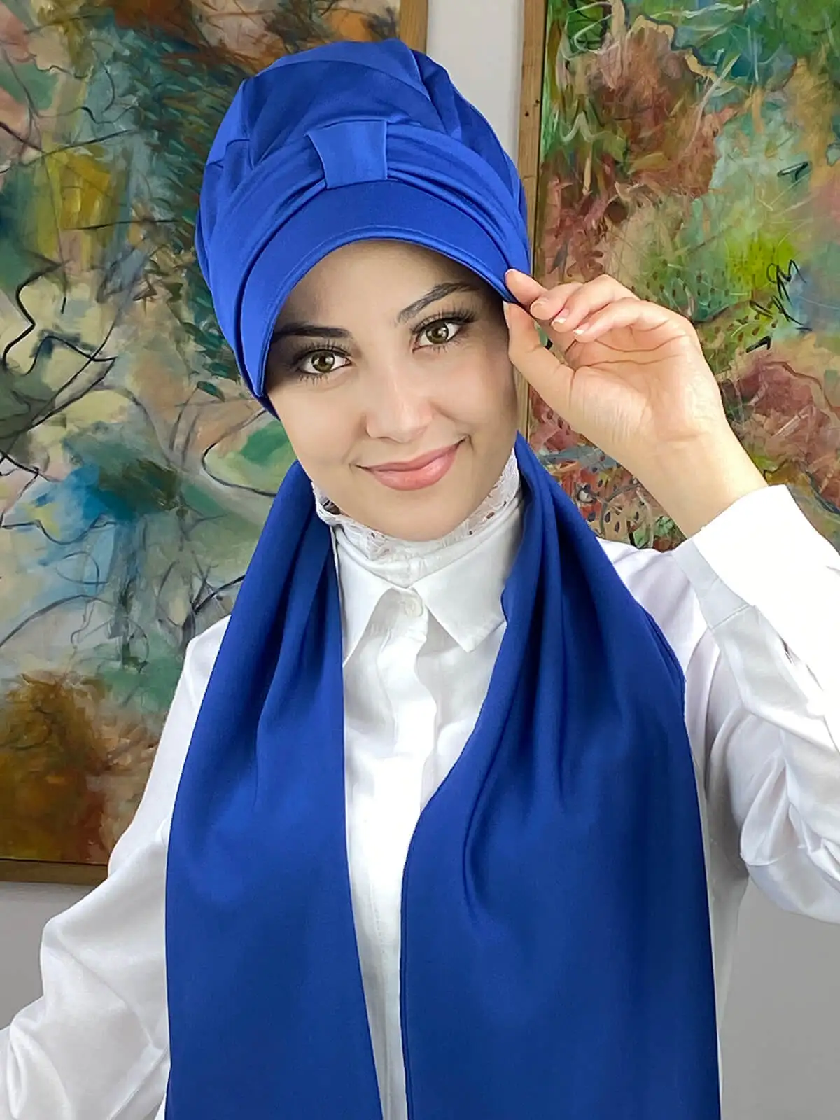 

Dark Mavi Scarf Hat New Fashion Islamic Muslim Women Scarf 2021 Trend Hijab Which Are Immediately Ready-to-Wear Beanie Bone Koton chiffon