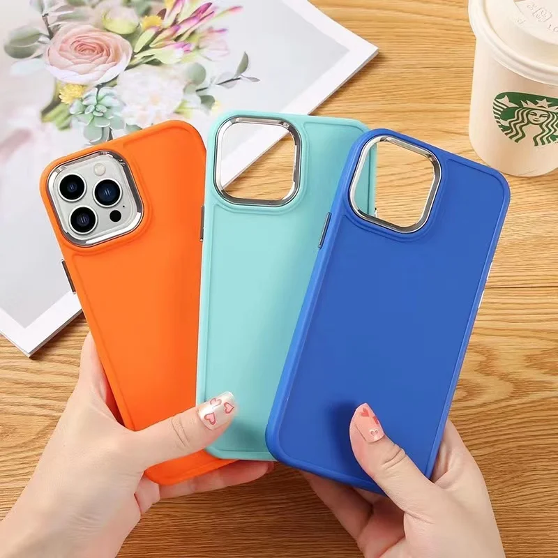 

Metal Lens Frame Phone Case For iPhone 13 11 14 Pro Max 12 XS Max 14 Plus X XR 7 8 Plus SE 2 3 Soft Silicone Protective Cover