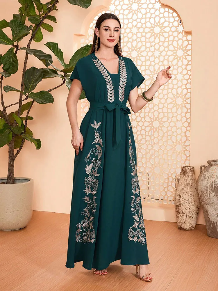 Ид Джеллаба Марокко Кафтан Роскошное мусульманское платье с вышивкой Женское