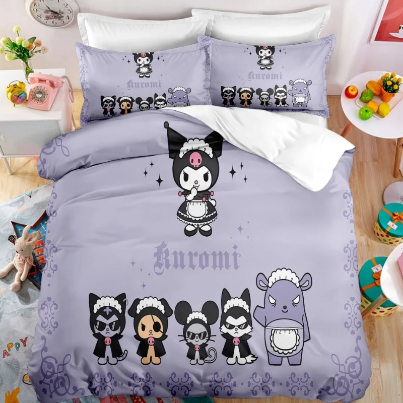 Комплект постельного белья Kuromi Kawaii, аниме-фигурка, Pachacco My Melody Kuromi, домашнее одеяло, подушка, искусственная Милая женская декоративная кровать (art.: 3920c48830729) - 3920c48830729