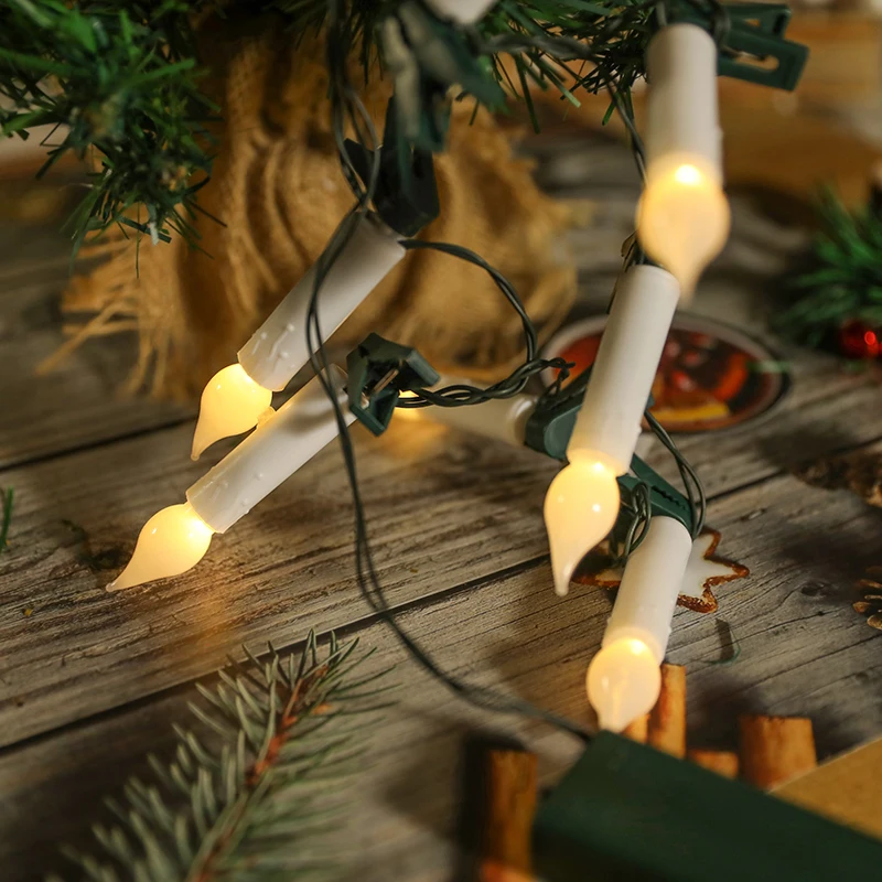 10/20 светодиодных рождественских свечей с зажимами беспламенная свеча на