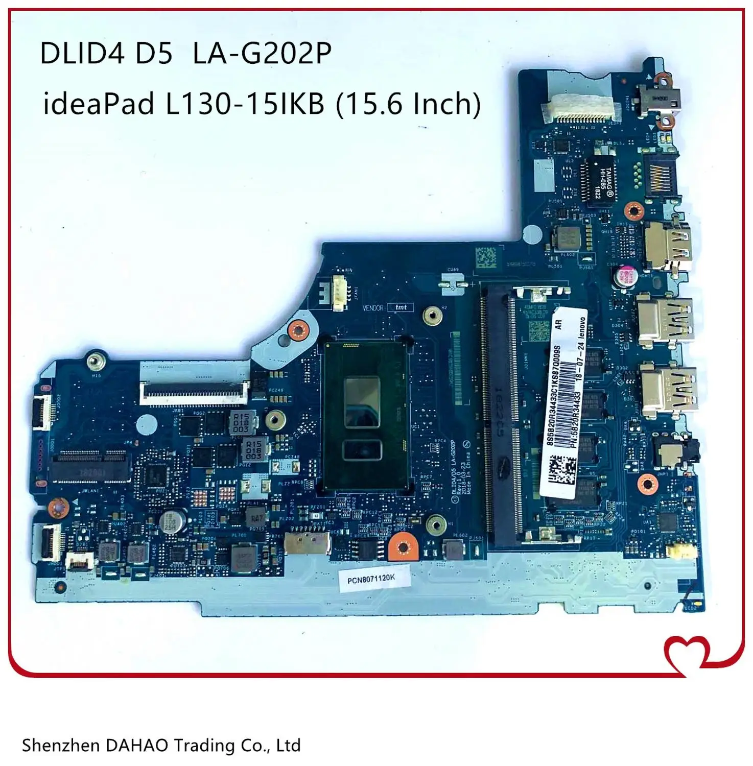 

FRU: 5B20R34397 для ноутбука Lenovo ideaPad 130-15ikb материнская плата DLID4/D5 LA-G202P с SR3LA I5-8250U 4GB-RAM 100% полностью протестирована