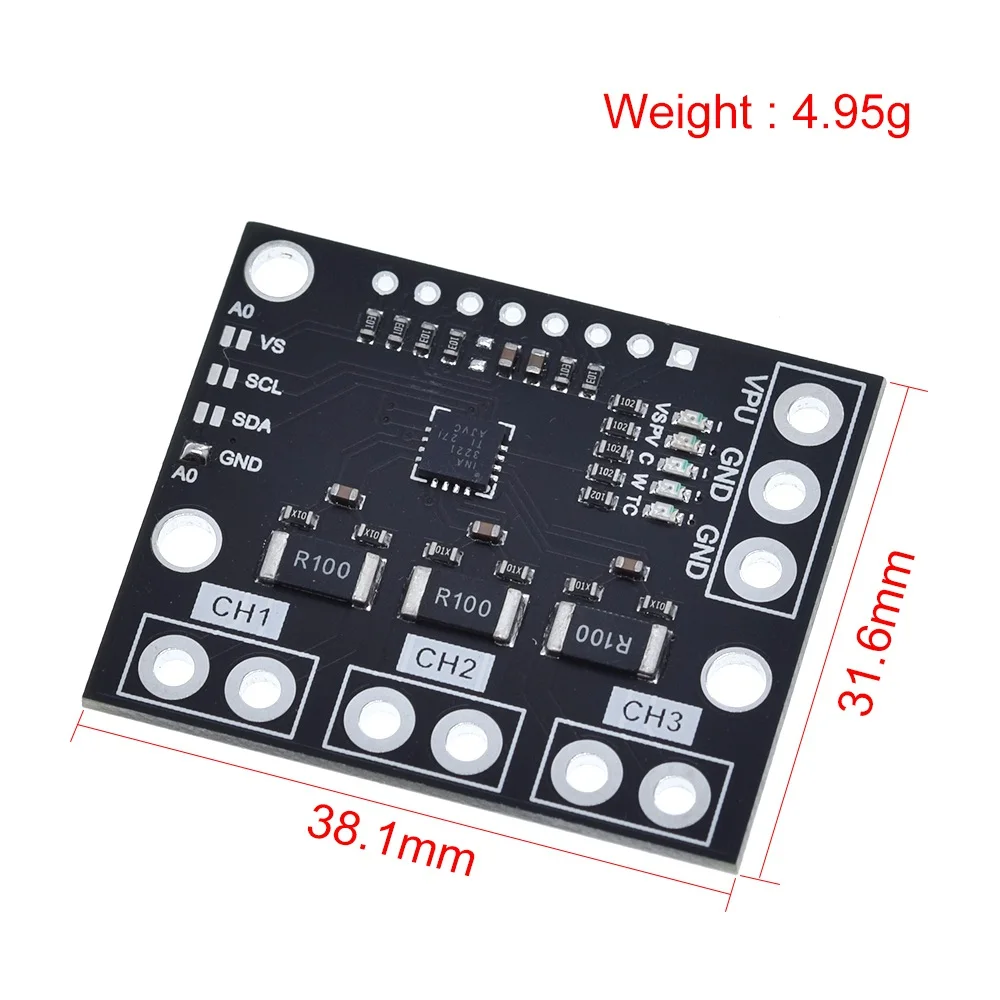 Трехканальный модуль INA3221 измерение по бокам монитор напряжения шунта и шины с
