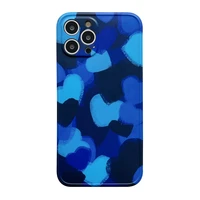 fashion klein blue love heart painting matte silicone phone case for iphone 13 11 12 pro max 7 8 plus x xs xr protective cover