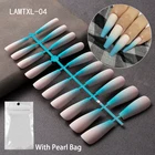 20 шт.жемчужный полипропиленовый матовый градиентный дизайн накладные ногти длинный гроб накладные ногти полное покрытие накладные ногти