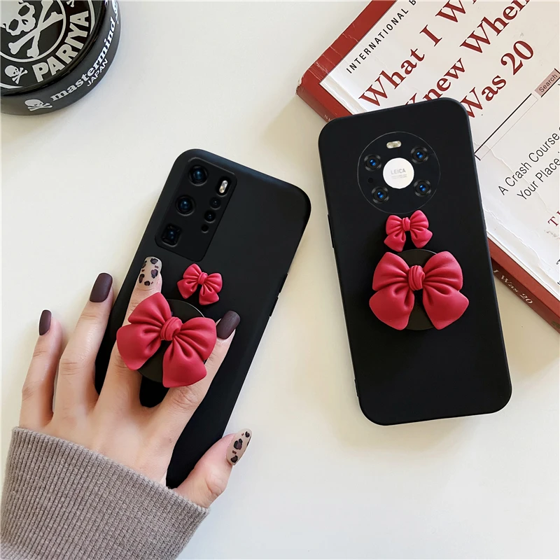 

3D Cute Candy Bow Phone Holder Phone Case For iPhone 14 Mini 13 X XS Max XR 12 11 Pro Max Soft TPU Case 7 8 Plus Card Case