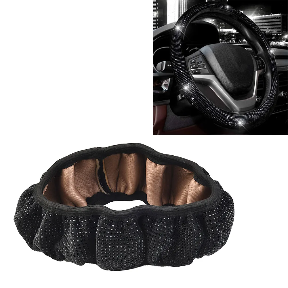 

Universal Car Steering Wheel Cover Crystal Diamond For 37-38CM Interior Parts Rhinestones Accessory Bling Durable