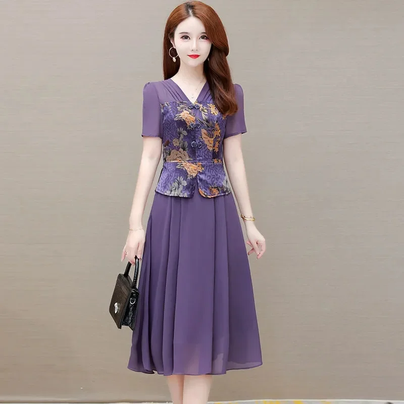 Ципао фиолетовое улучшенное для женщин Новинка лета 2023 темпераментное женское