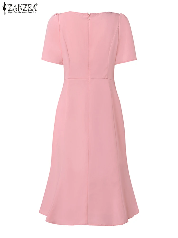 Женское элегантное платье-Русалка ZANZEA облегающее однотонное модное платье в